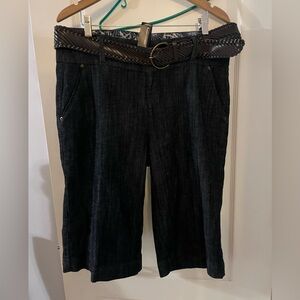 Ashley Stewart Dark Blue Cropped Jeans with Braided Belt